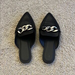 Black Chain Detail Women's Mules - Ophelia Rose - size 9